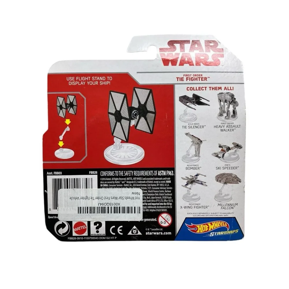 Hot Wheels Star Wars First Order TIE Fighter DieCast Starship Retro Flight Stand